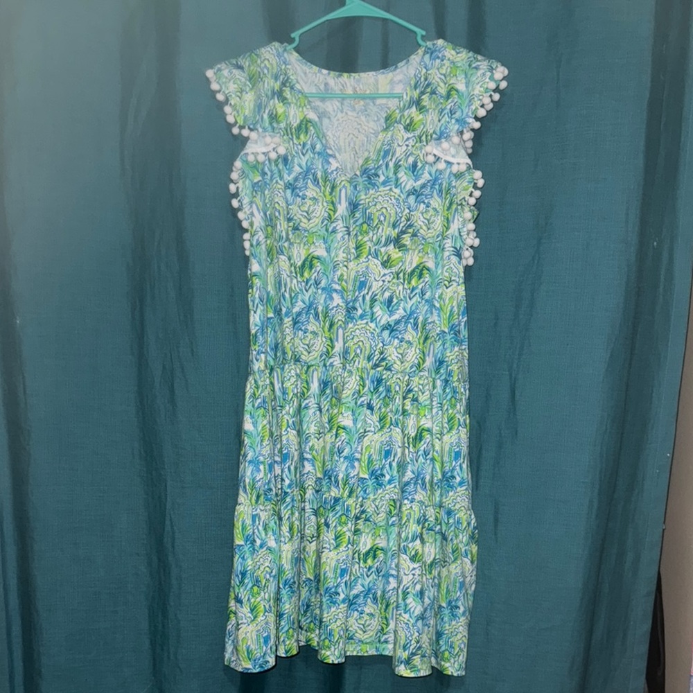 EUC Lilly Pulitzer Blue and Green Floral Midi Dress